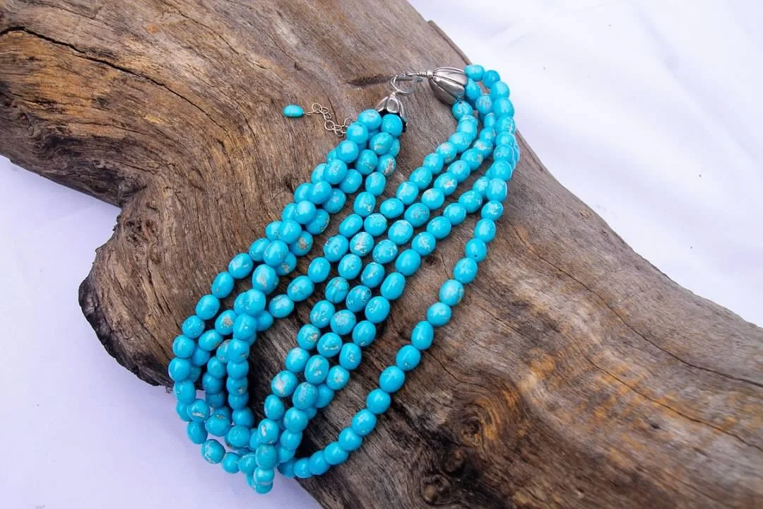Sterling silver and turquoise jewelry on display in Kingman, AZ